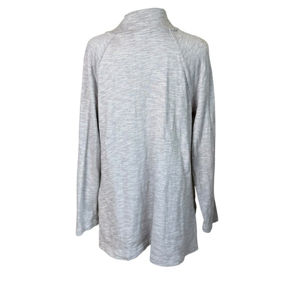 Pure Jill Gray Cotton Blend Sweater Medium Petite V-Neck Natural Organic Neutral - Picture 3 of 10